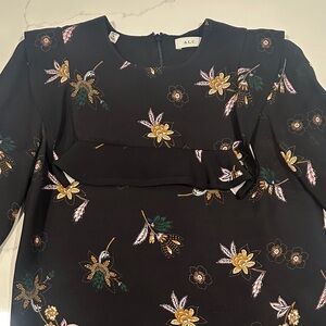 A.L.C. Black and Gold Floral Blouse